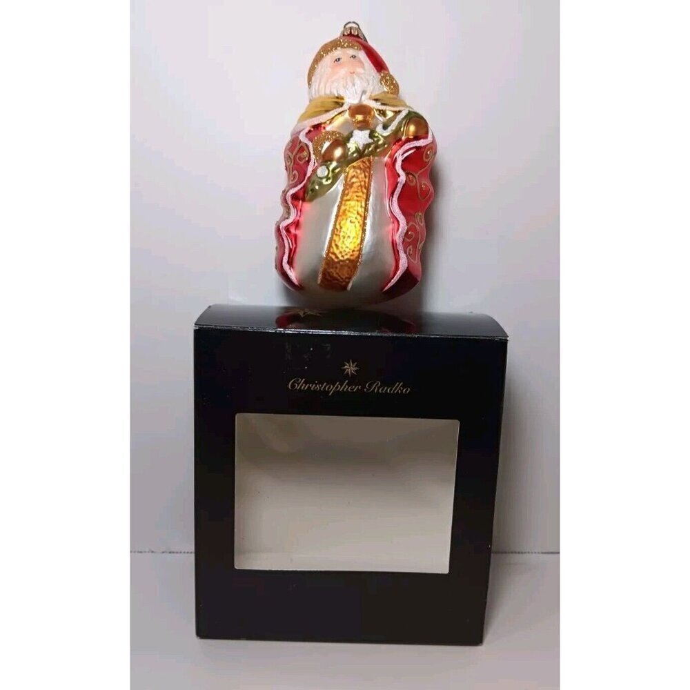 Vintage Christopher Radko Santa Christmas Ornament Handblown Glass